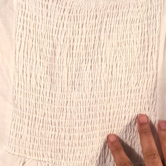 Cottonwood White Linen Sweetheart puff sleeve Dress Size 16 New with tags - Picture 9 of 13